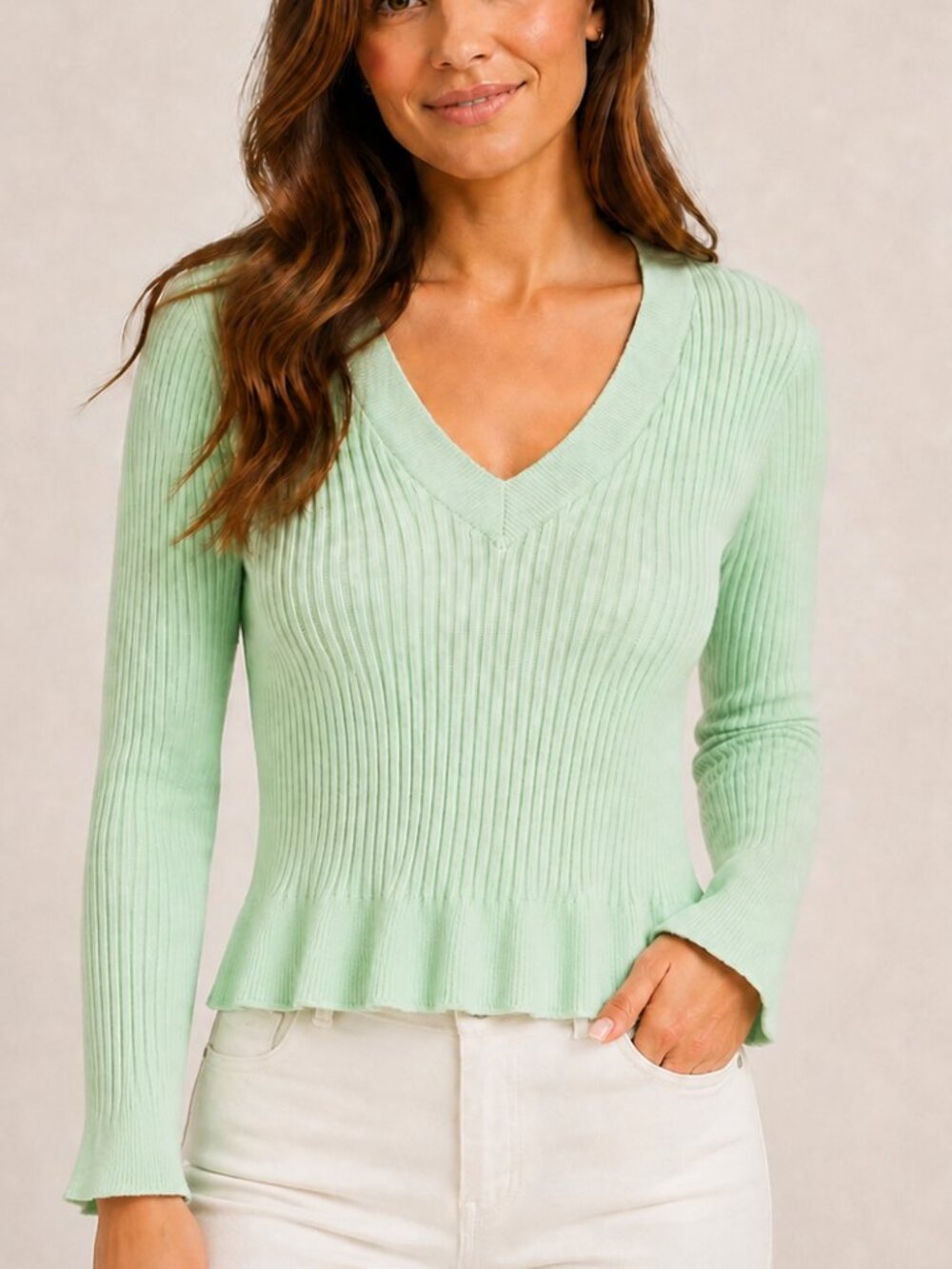 INC Mint Green Ribbed Sweater Large